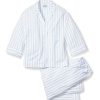 Women Petite Plume | Women'S Pima Wide Leg Pajama Set In Periwinkle Stripe