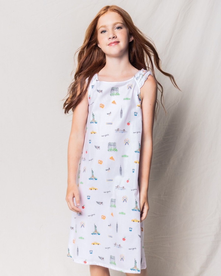 Kids Petite Plume Nightgowns | Girl'S Twill Amelie Nightgown In New York! New York!