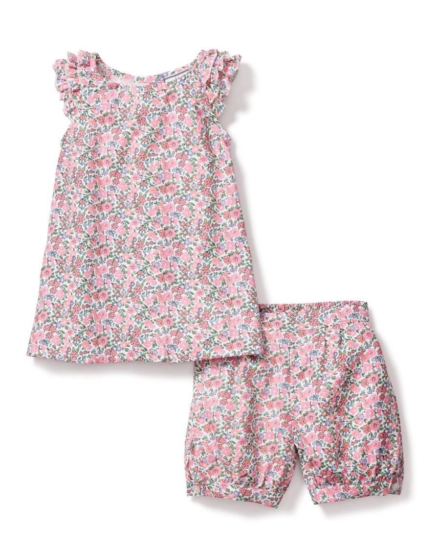 Kids Petite Plume Pajamas | Girl'S Twill Amelie Short Set In Fleurs De Rose