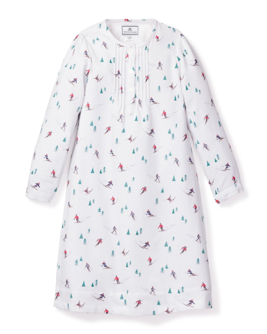 Kids Petite Plume Nightgowns | Girl'S Flannel Beatrice Nightgown In Apres Ski