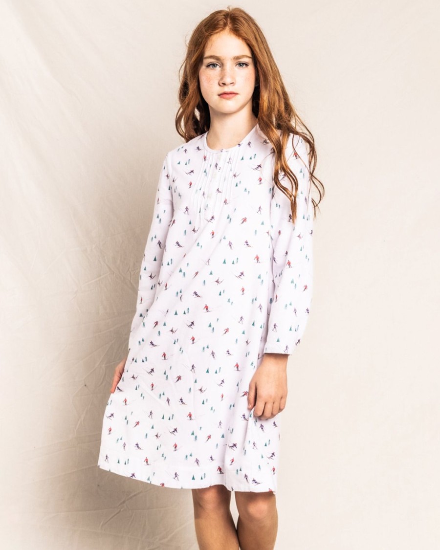 Kids Petite Plume Nightgowns | Girl'S Flannel Beatrice Nightgown In Apres Ski