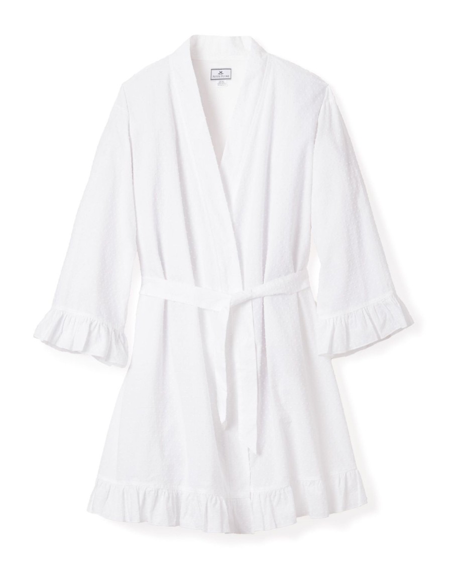 Women Petite Plume | Women'S Swiss Dots Robe In White