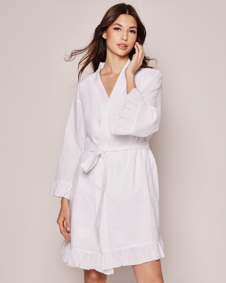 Women Petite Plume | Women'S Swiss Dots Robe In White