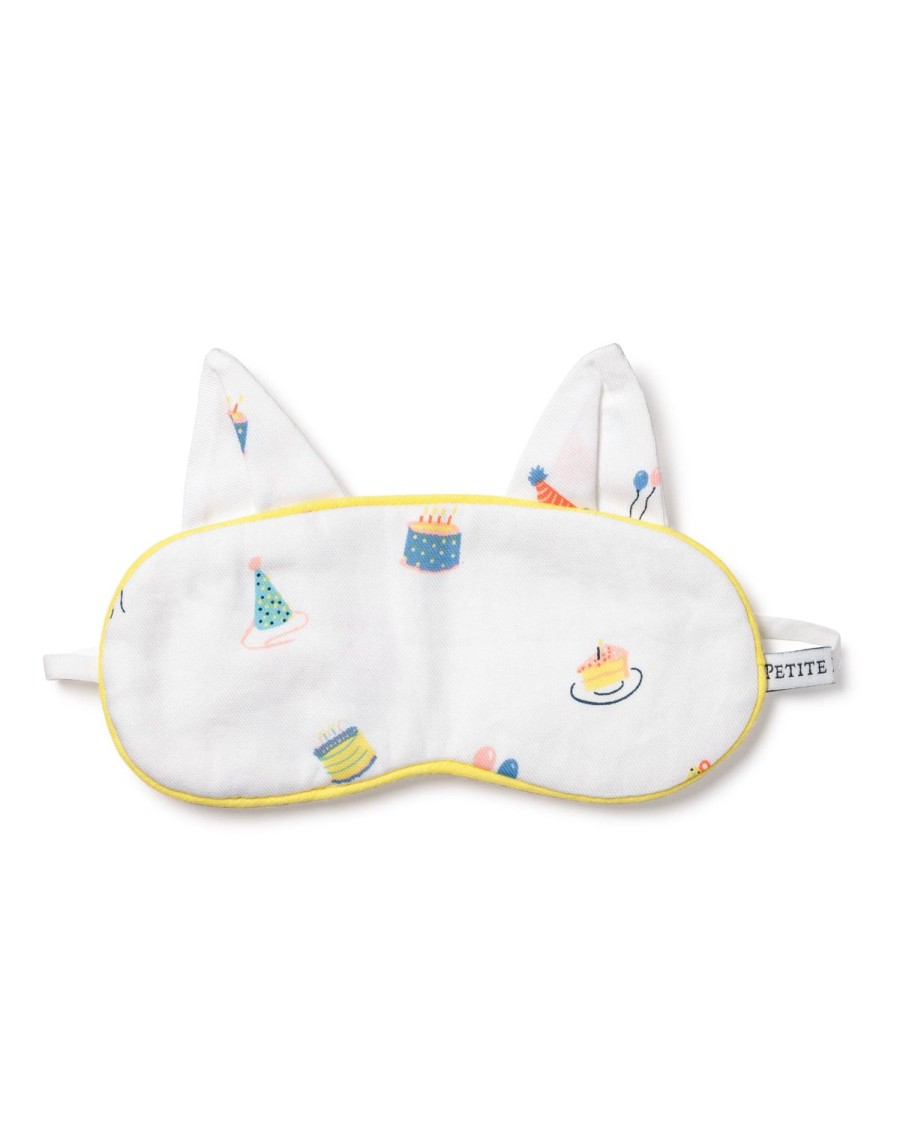 Kids Petite Plume Slippers & Accessories | Kid'S Twill Kitty Sleep Mask In Birthday Wishes