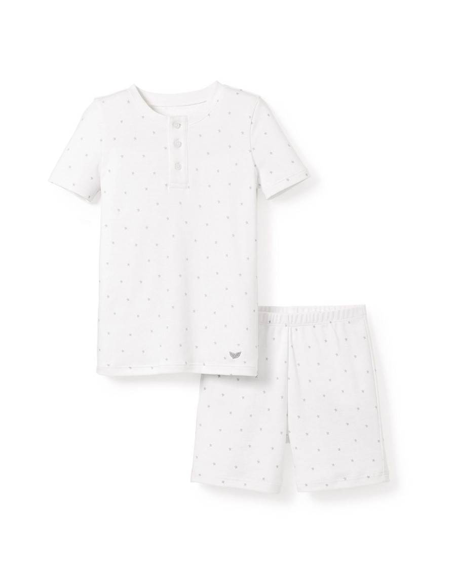 Kids Petite Plume Pajamas | Kid'S Pima Snug Fit Pajama Short Set In Grey Stars