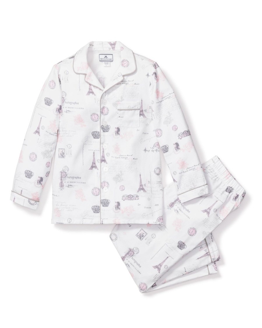 Kids Petite Plume Pajamas | Kid'S Twill Pajama Set In Paris Musings