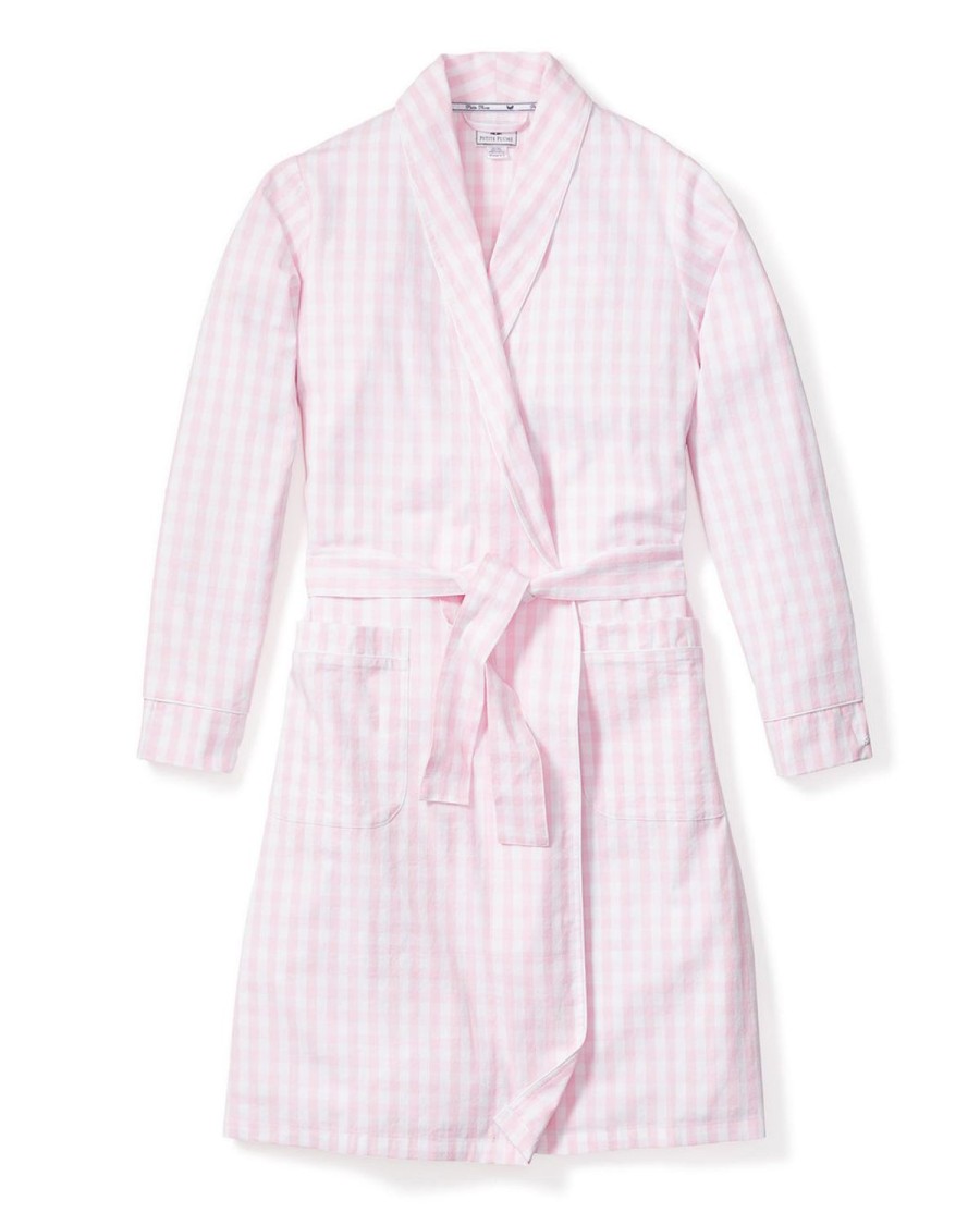 Women Petite Plume | Women'S Twill Robe In Pink Gingham