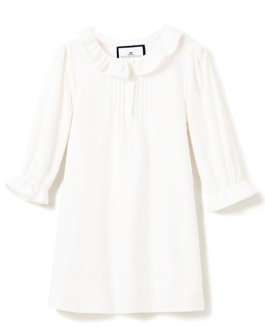 Kids Petite Plume Nightgowns | Girl'S Flannel Victoria Nightgown In White