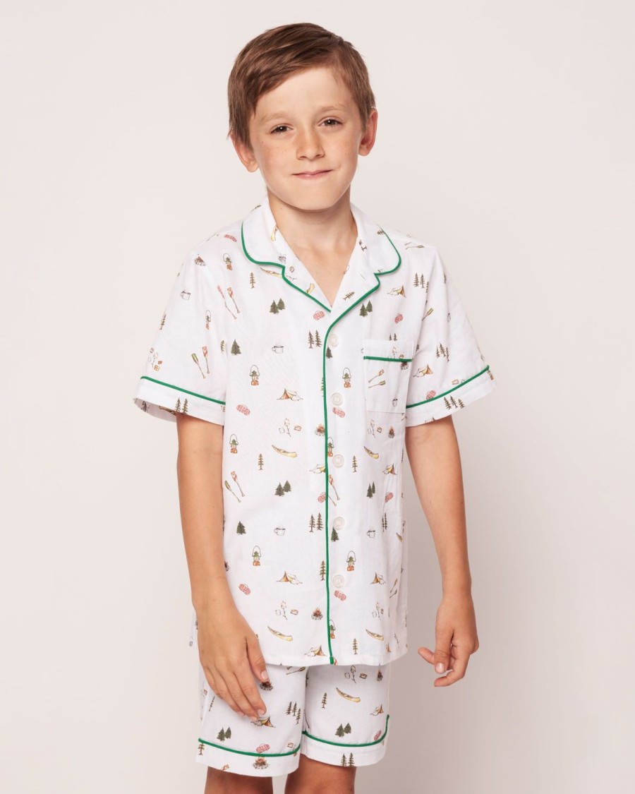 Kids Petite Plume Pajamas | Kid'S Twill Pajama Short Set In The Great Outdoors