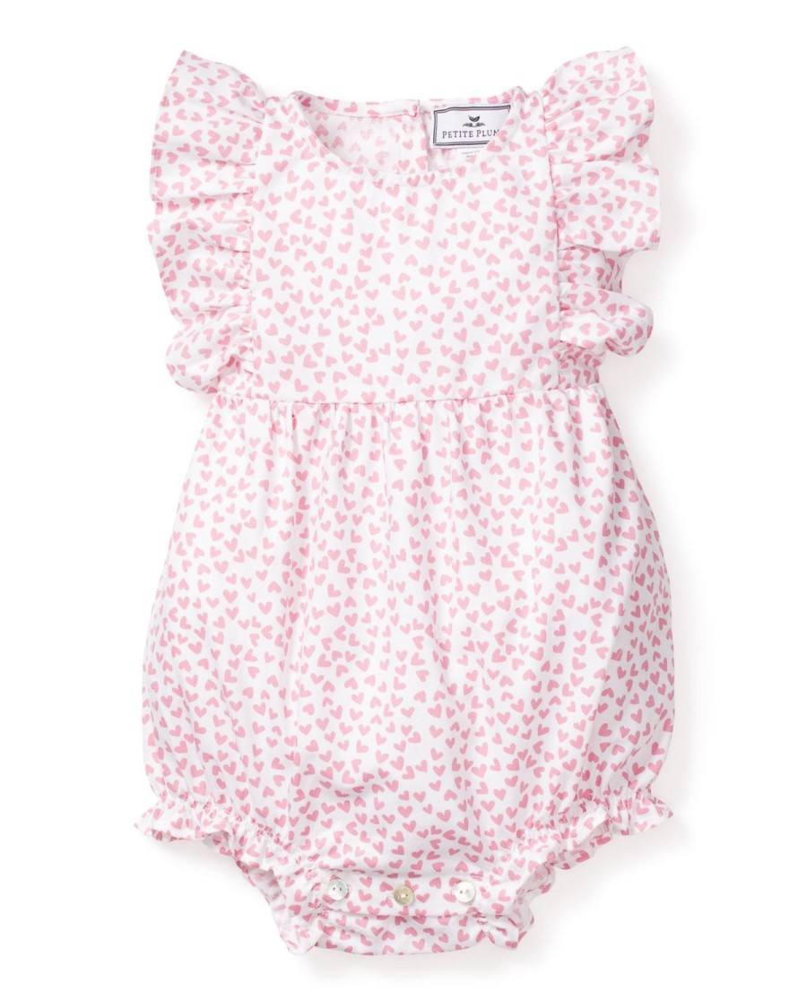 Kids Petite Plume Rompers | Baby'S Twill Ruffled Romper In Sweethearts