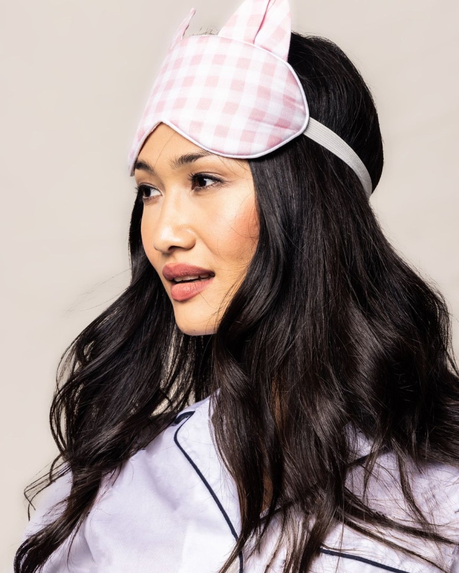 Women Petite Plume | Adult'S Twill Kitty Sleep Mask In Pink Gingham