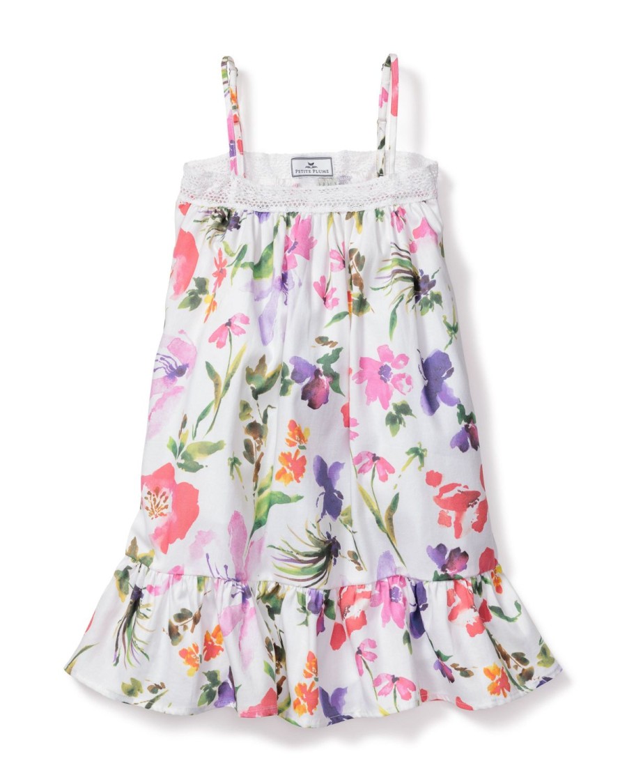 Kids Petite Plume Nightgowns | Girl'S Twill Lily Nightgown In Gardens Of Giverny