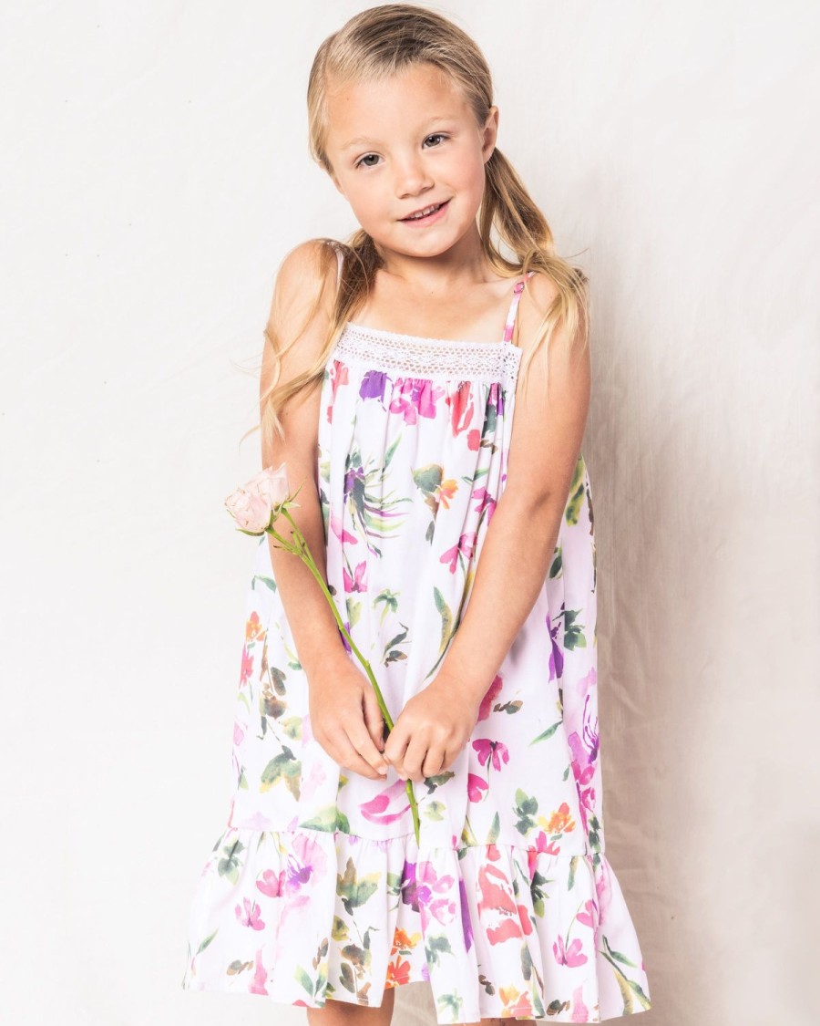 Kids Petite Plume Nightgowns | Girl'S Twill Lily Nightgown In Gardens Of Giverny