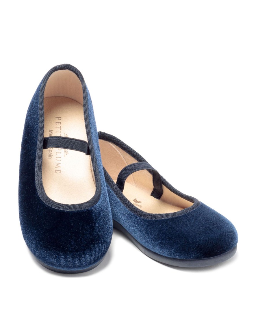 Kids Petite Plume Accessories | Kid'S Delphine Slipper In Navy Velvet