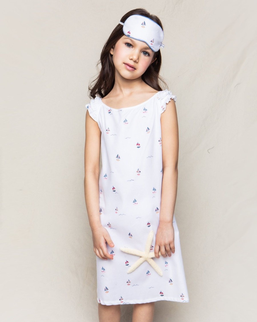 Kids Petite Plume Nightgowns | Girl'S Twill Amelie Nightgown In Bateau