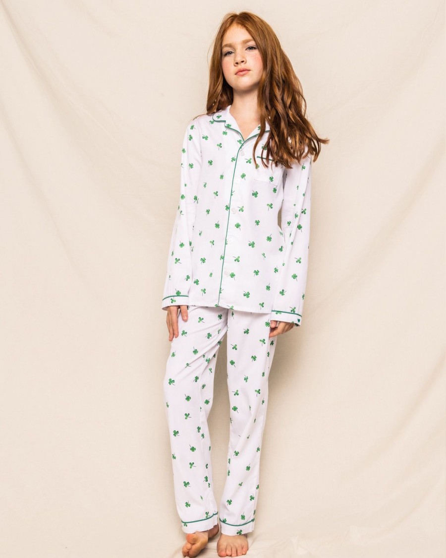 Kids Petite Plume Pajamas | Kid'S Twill Pajama Set In Shamrocks