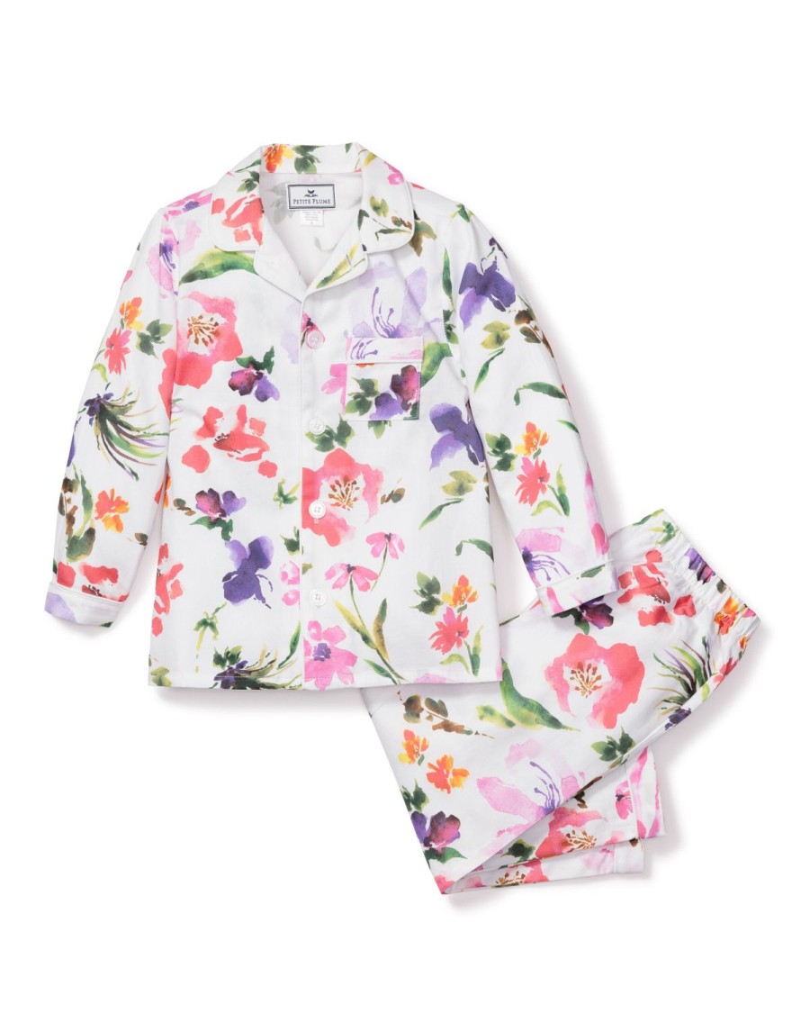 Kids Petite Plume Pajamas | Kid'S Twill Pajama Set In Gardens Of Giverny