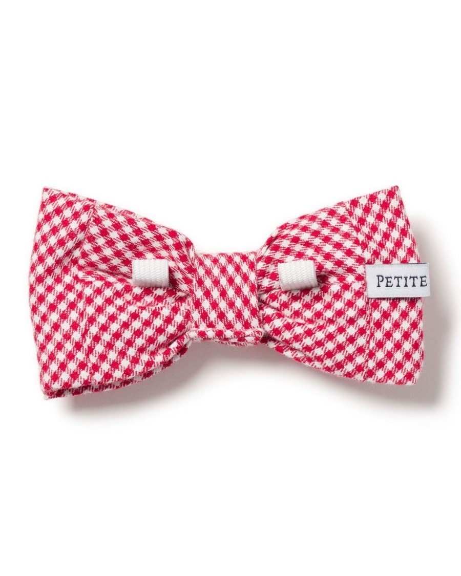 Home Petite Plume | Red Mini Gingham Dog Bow Tie